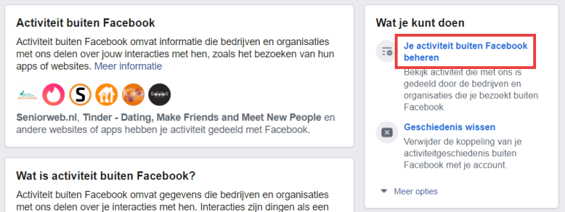 Afbeelding activiteit buiten Facebook